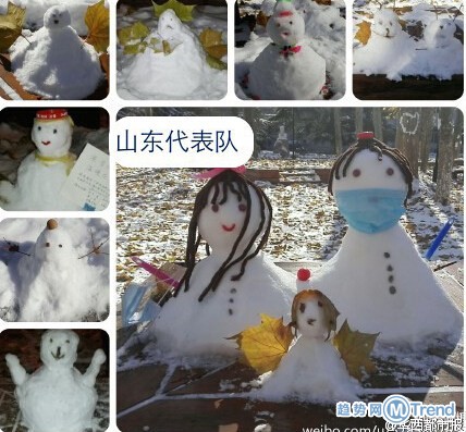 网友发起最丑雪人比赛